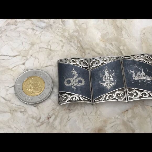 ANTIQUE SIAM 925 STERLING NIELLOWARE BRACELET - Picture 8 of 8